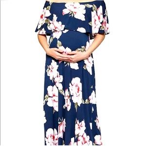 Off the Shoulder Floral Maternity Dress